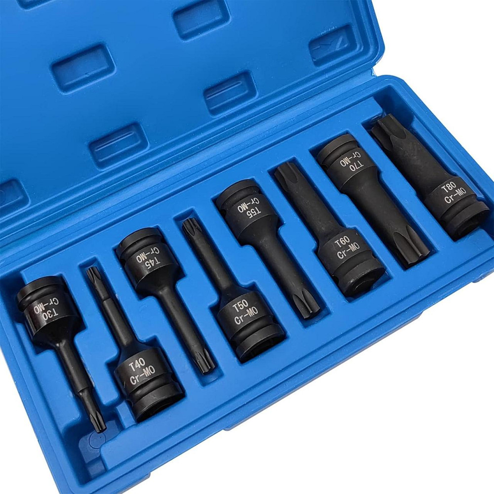 Набір головок-біт TORX ударних 8пр.,1/2"(T30, T40, T45, T50, T55, T60, T70, T80), в кейсі FORCEKRAFT FK-4088MPB Одеса - фото 2