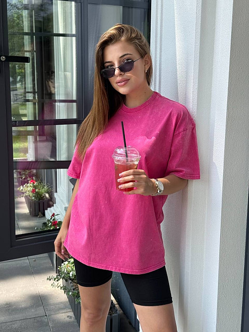 Велосипедки и футболка варенка тай дай оверсайз Малиновый XS-S Харьков - изображение 9