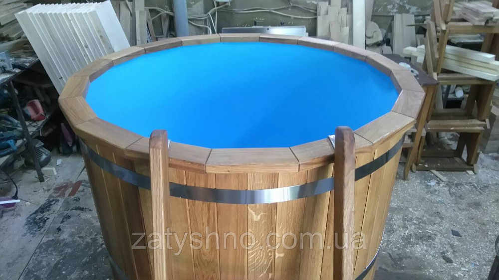 Купель із вставкою дубова/купель кругла із дуба/ купель дубова зі вставкою Київ - фото 4