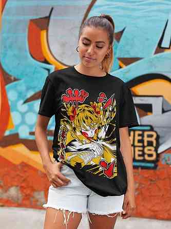 Футболка аниме Истребитель демонов оверсайз (S/M/L) Черний AnimeJ1008 Днепр