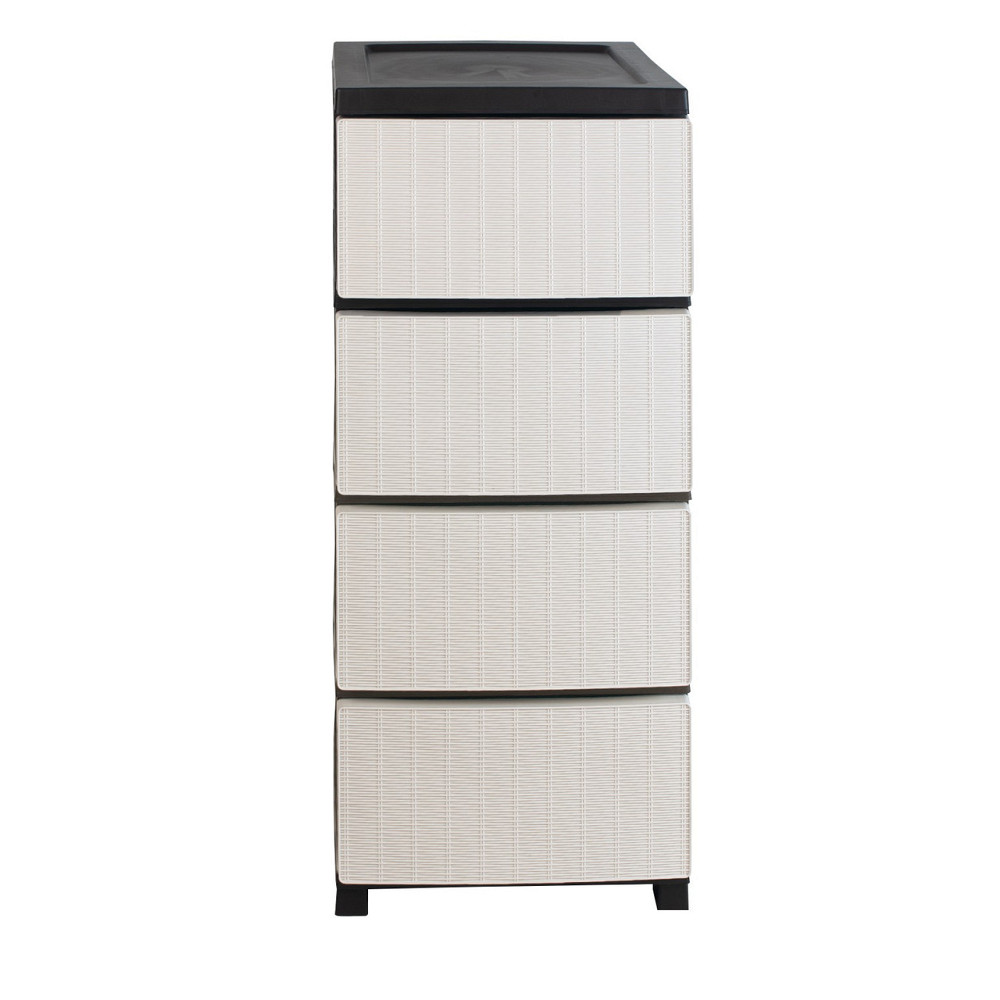 Комод пластиковий "Ротанг" 4 яруси 86*43*34см, R-Plastic, чорно-білий Одеса - фото 3