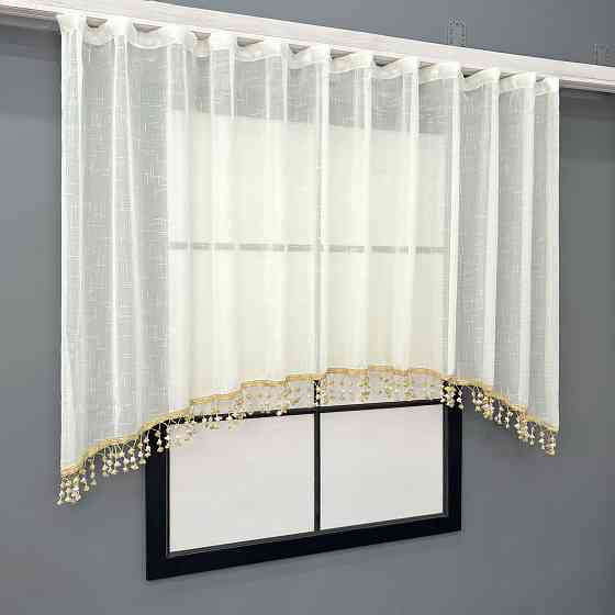 Кухонная арка VR-Textil № 000к лен с бахромой бежевый с золотистым 270х120 см (51-264) Киев