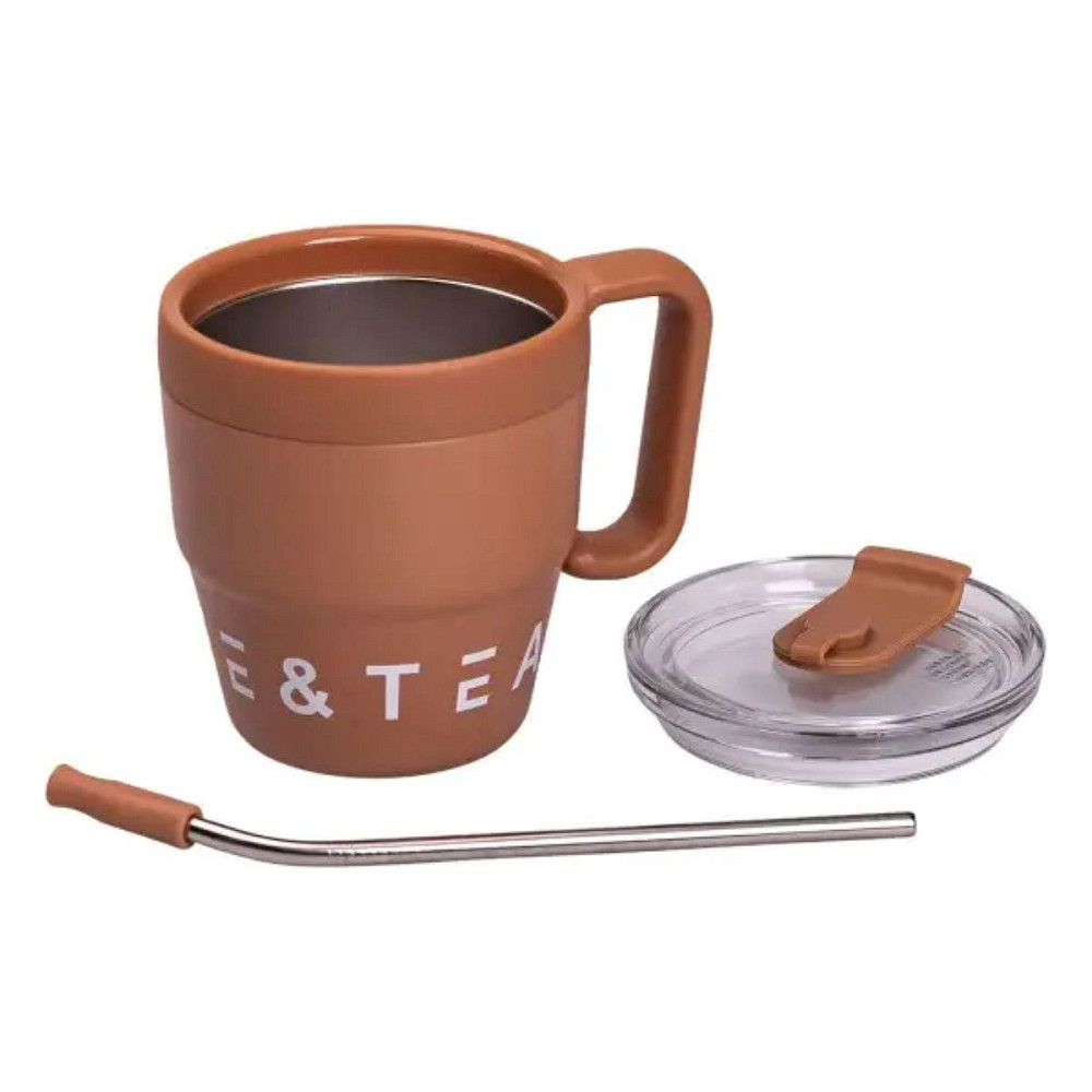 Термокружка Coffee & Tea с трубочкой коричневая HP-14-23BR Коломия - фото 4