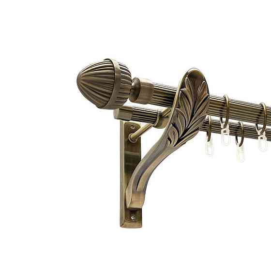 Карниз Orvit Одеон металевий дворядний ретро рифлена труба кільце металеве Антик 25\19 мм 200 см (00-00016539) Львов