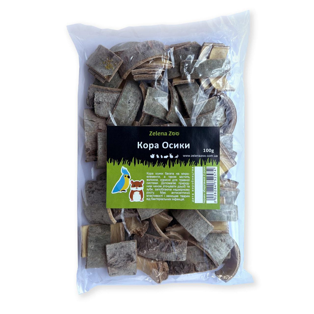 Кора осики для гризунів 100 г тм Zelena Zoo Зміїв - фото 1