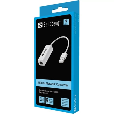 Перехідник USB 2.0 Type-A to Ethernet RJ45 100Mb Sandberg (133-78) Вінниця - фото 2