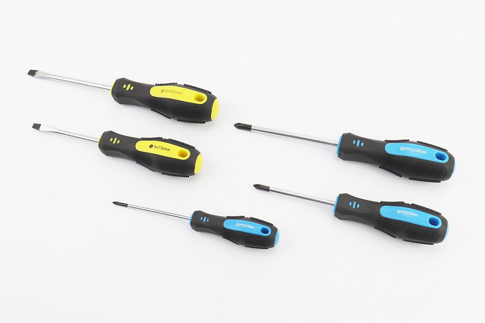 Викрутки набір 5шт PH0/PH1x75мм PH2x100мм SL5x75мм SL6x100мм 40-1505 Київ - фото 1