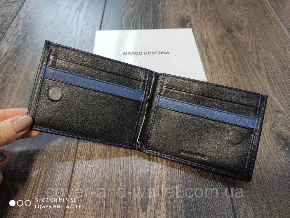 Компактний чоловічий гаманець з зажимом на магнітах із шкіри Marco coverna MC 1008 A Київ - фото 2
