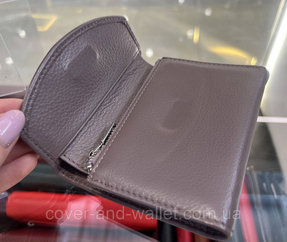 Темно-розовый женский кошелек маленького размера из натуральной кожи на магните Helen Verde Киев - изображение 11