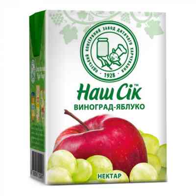 Сік дитячий Наш Сік Яблуко-Виноград 200 мл (4820192262750) Вінниця