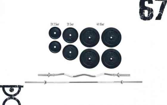 Штанга набірна на 67 кг + W-подібний гриф Гантелі, гирі, штанги та диски граниліт Київ