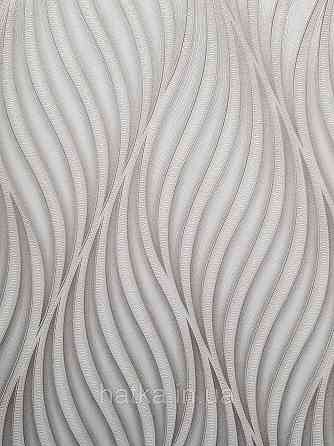 Обои виниловые на флизелине метровые Sintra Edelina абстракция волны листья структурные 3д беж золото серебро Киев