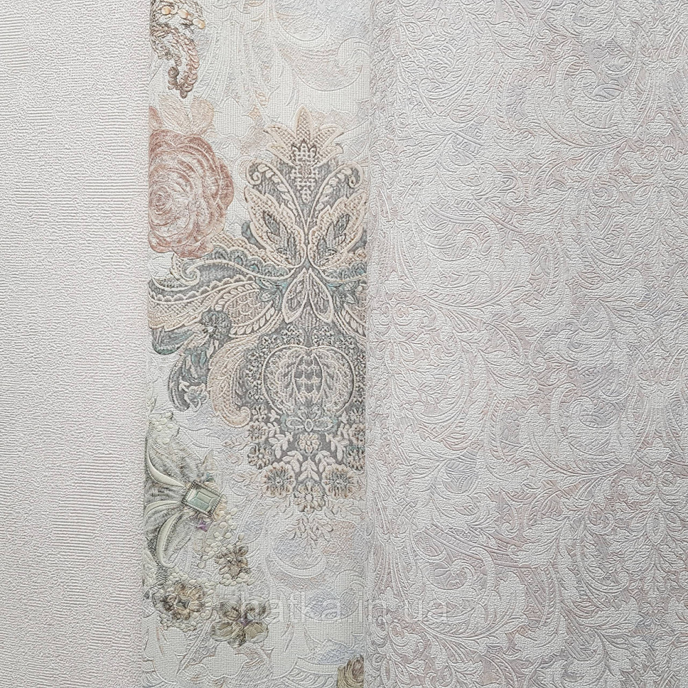 Шпалери метрові вінілові на флізелін Yuanlong Samsara східний малюнок вензелі завитки бежеві блакитні Київ - фото 2