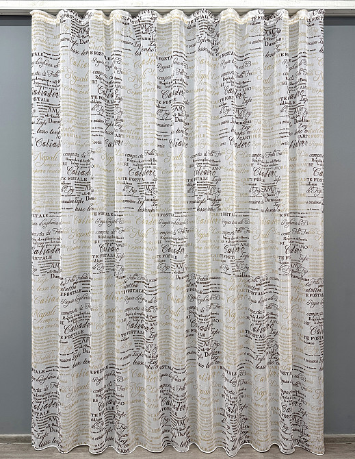 Тюль VR-Textil 1790т Лен Белый с коричневым 300х270 см (42-0811) Киев - изображение 2