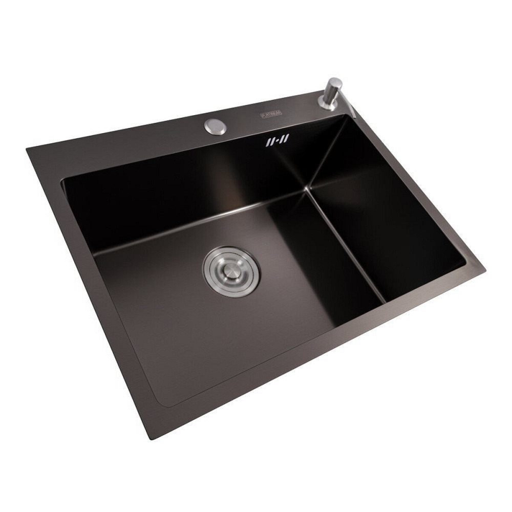 VALESO Кухонна мийка VALESO Handmade PVD 600х450х220 чорна (товщина 3,0/1,5 мм + дозатор в комп Київ - фото 7