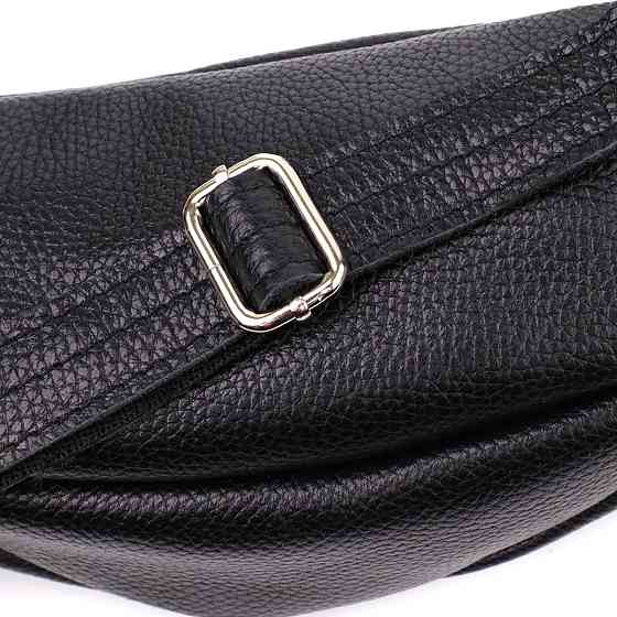 Отменная сумка бананка из зернистой натуральной кожи Shvigel 23145 Черный Киев