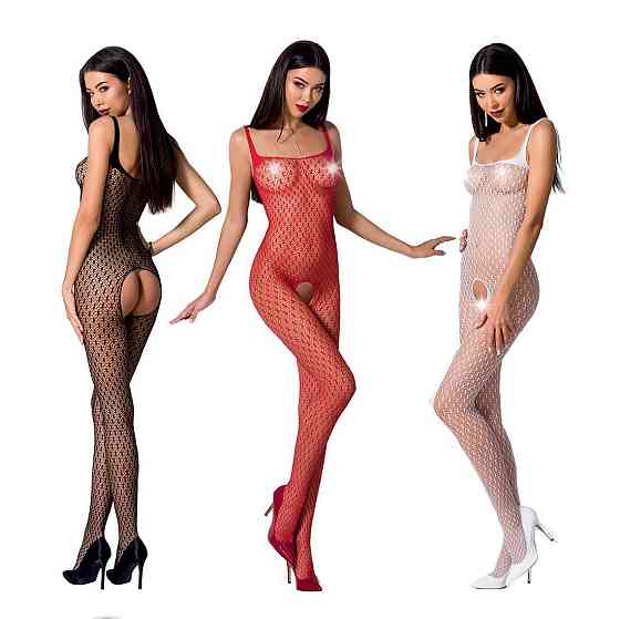 Бодістокінг Passion BS071 white, комбінезон на бретелях Sex Aura Київ