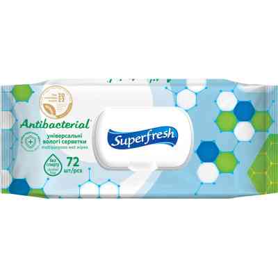 Вологі серветки Superfresh Antibacterial з клапаном 72 шт. (4823071630510) Вінниця