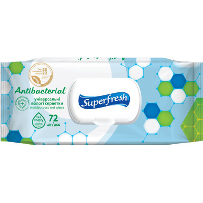 Вологі серветки Superfresh Antibacterial з клапаном 72 шт. (4823071630510) Вінниця - фото 1