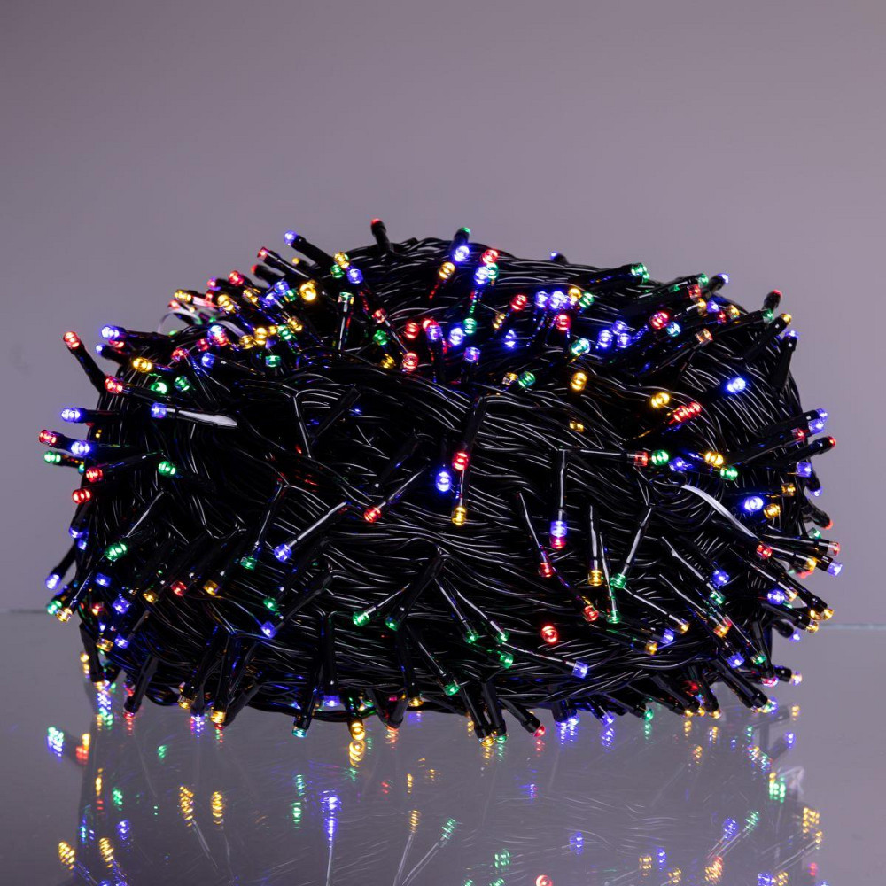 Новорічна гірлянда вулична 100 м 1000 LED з сонячною батареєю чорний провід Мультиколір SB1000L100MBML Київ - фото 3