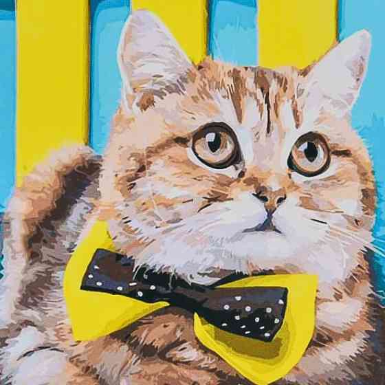 Алмазна мозаїка "Кіт у святковому настрої" HEE16316 30х30 см Вінниця