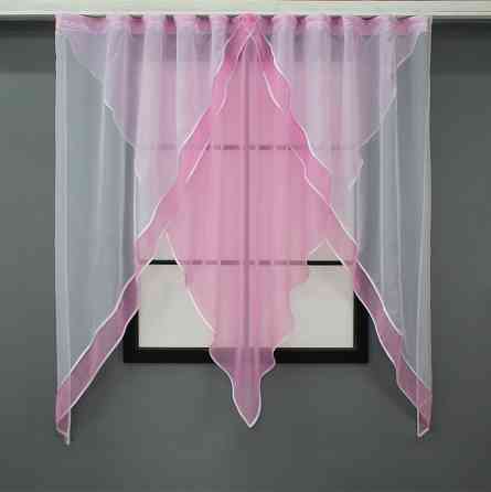 Кухонная занавеска VR-Textil № 029к розовый с белым 280х170 см (59-941) Киев
