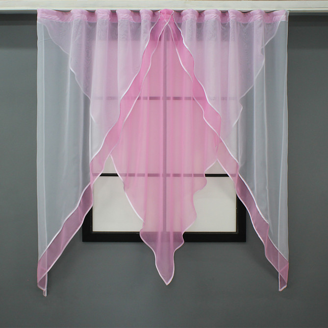 Кухонная занавеска VR-Textil № 029к розовый с белым 280х170 см (59-941) Киев - изображение 1