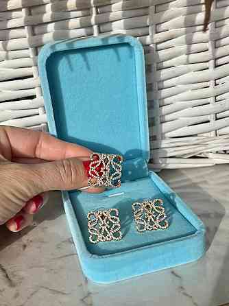 Набір Loewe / кільце та сережки / позолота 18 К з цирконієм Одеса