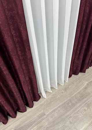 Шторна тканина жакард, колекція "Мармур Al1" колір бордовий 1302ш Київ