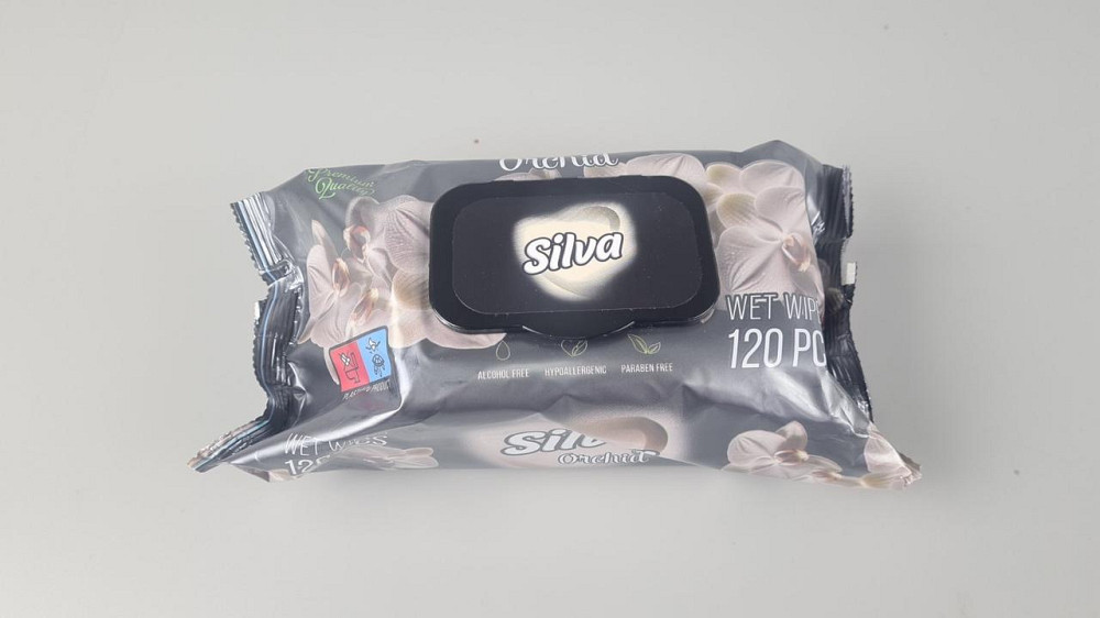 Влажная салфетка 120 шт с клапаном чёрная 