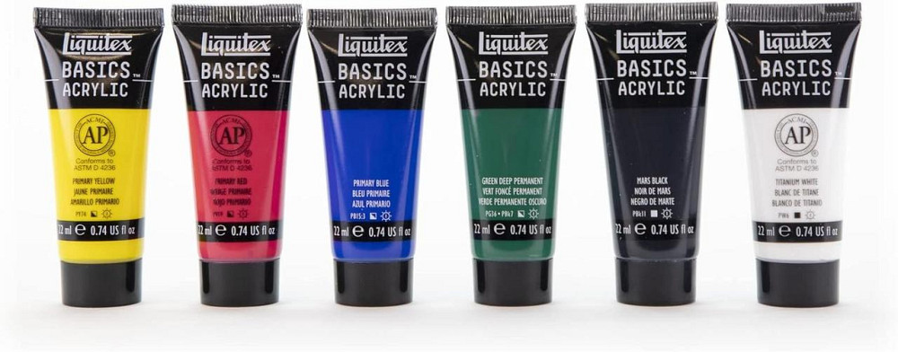 Набір акрилових фарб Liquitex Basics 6 x 22 мл універсальні стійкі сатинові Київ - фото 6