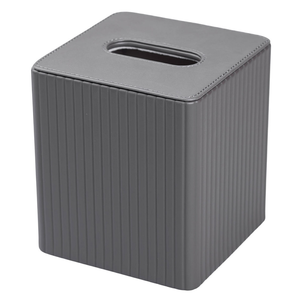 Серветниця з еко шкіри настільна 13х13х14.5 см органайзер для серветок Сірий HP-3-201G Коломия - фото 3
