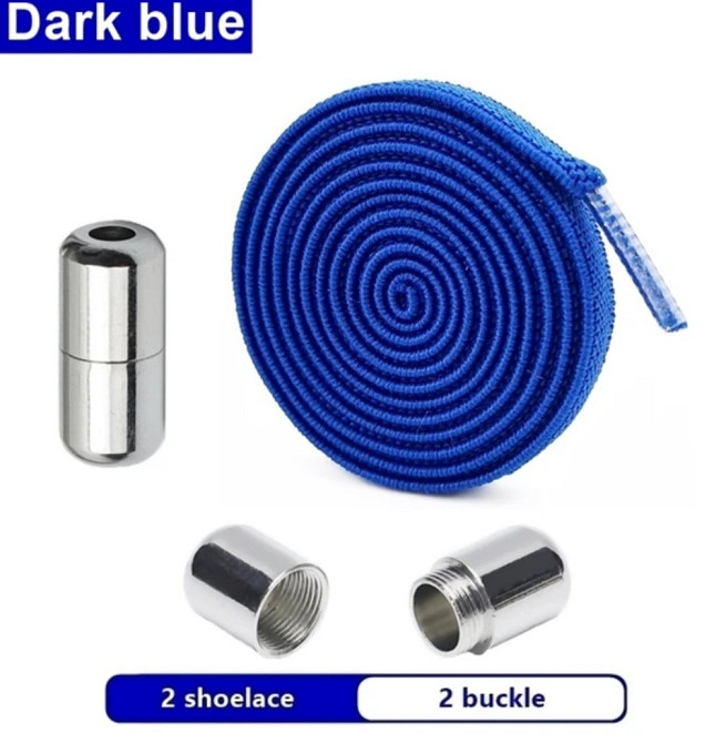 Шнурки еластичні без зав'язок з металевими зажимами Синій Сміла - фото 1