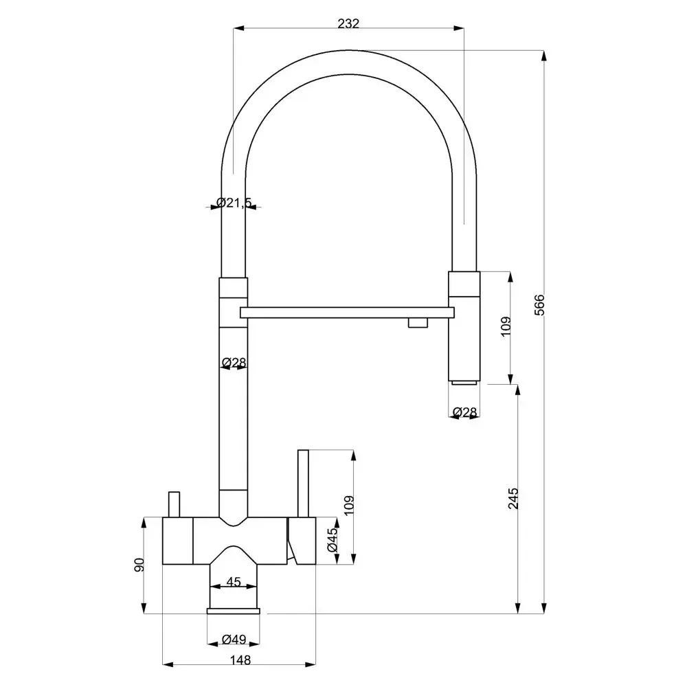 Смеситель для кухни с подключением к фильтру WEZER TOP4-01-BLACK черный Киев - изображение 3