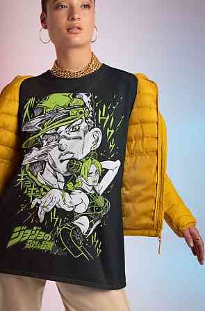 Футболка з аніме принтом Джоджо С Бізарре Адвентуре оверсайз (S/M/L) Чорний AnimeJ1119 Дніпро