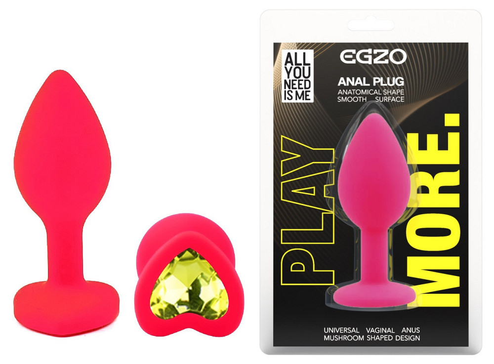 Силиконовая анальная пробка EGZO - Silicone Pink Heart Plug Lime, size S Sex Aura Киев - изображение 1