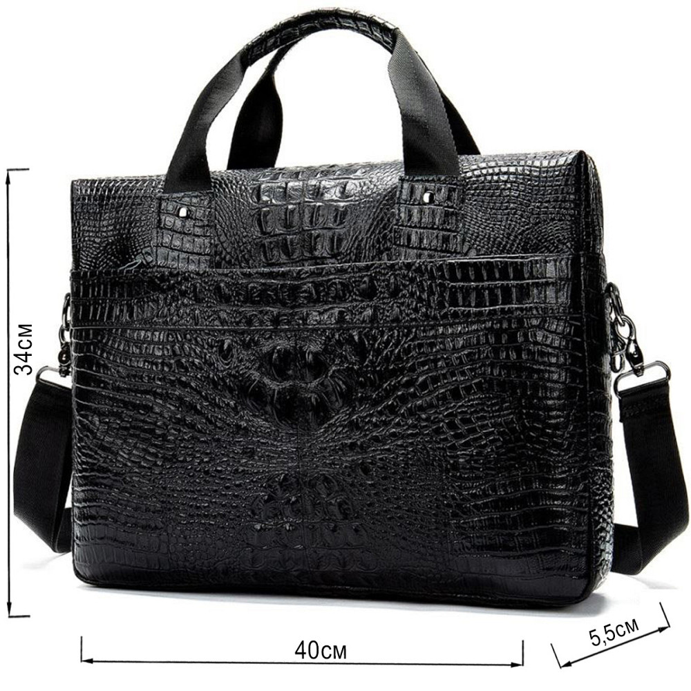Сумка для ноутбука с тиснением под рептилию Vintage 14718 Черная Киев - изображение 3