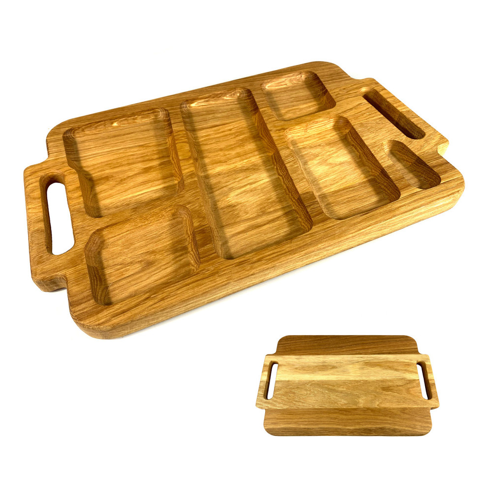 Деревянная тарелка прямоугольная из натурального дерева, закусочная тарелка 40х25х2,5 см Каменец-Подольский - изображение 1