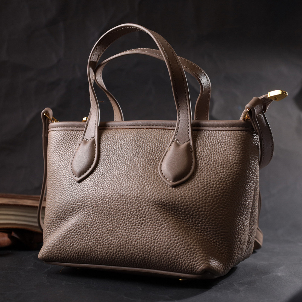 Жіноча сумка з двома ручками з натуральної шкіри Vintage 22283 Бежева Київ - фото 10