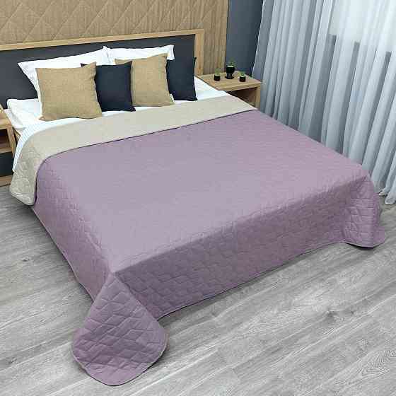 Покривало двостороннє Decorator Microfiber куб 160х215 см бузковий з бежевим (85-127) Київ