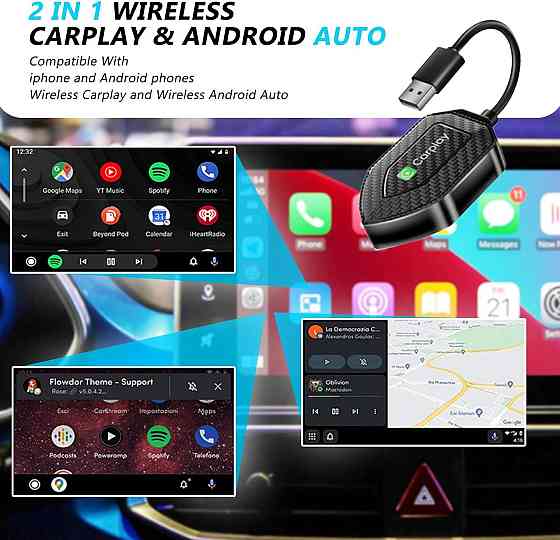 CarPlay бездротовий адаптер Android Auto, Карплей для перетворення дротого на бездротовий для авто з Київ