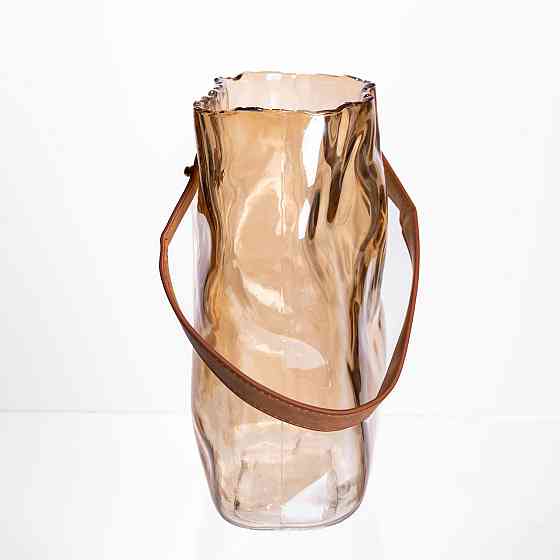 Подарункова скляна ваза сумочка з ручкою 18×9×25 (см) декоративна ваза 2.8 (л) для квітів Коричневий HP-19-157-1 Київ