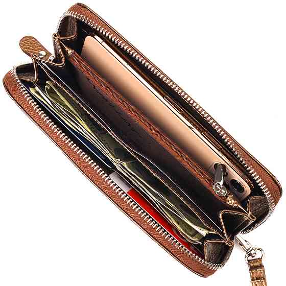 Неповторимый кошелек с отливом для женщин из натуральной кожи флотар CANPELLINI 21614 Коричневый Киев