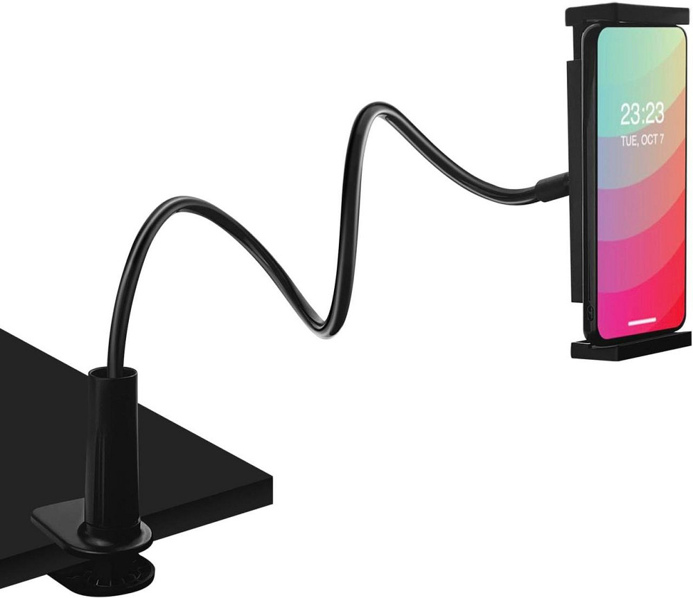 Универсальный гибкий держатель для планшета и телефона 4–10.6 дюймов 360° с зажимом 80 см черный Киев - изображение 1