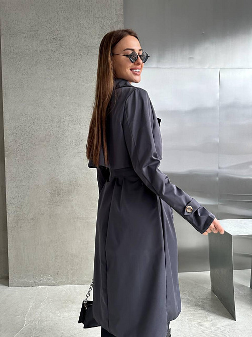 Жіночий трендовий стильний тренч  щільний котон-парка Графіт Одеса - фото 4