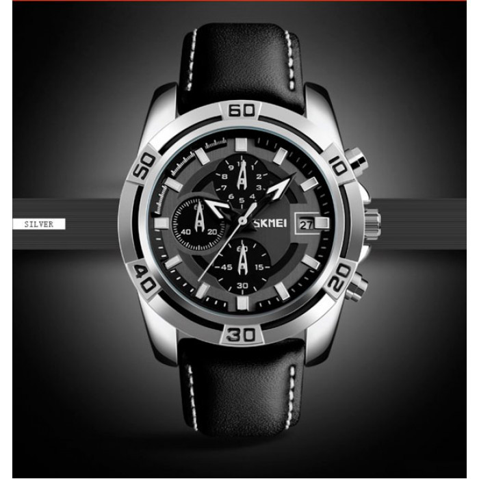 Мужские часы Skmei 9156 Avalon Черные с серебристым Киев - изображение 4