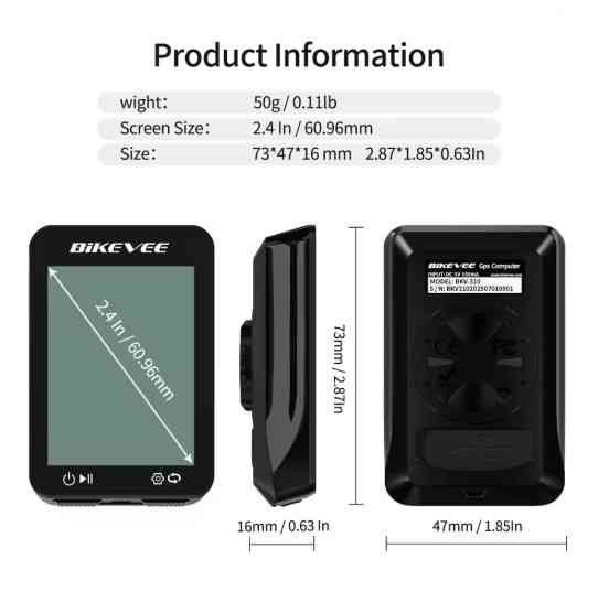 Велокомпьютер GPS BKV-310 IPX7 LCD-2.4