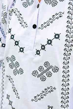 Вишиванка жіноча, біла, довгий рукав, льон, топ Київ