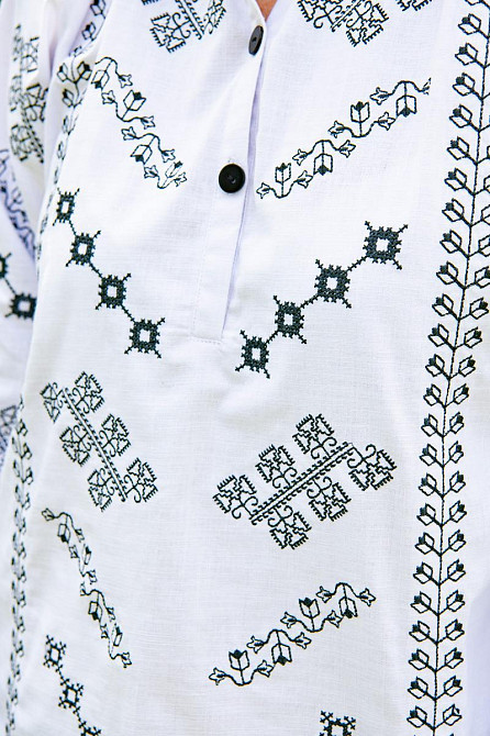 Вишиванка жіноча, біла, довгий рукав, льон, топ Київ - фото 5