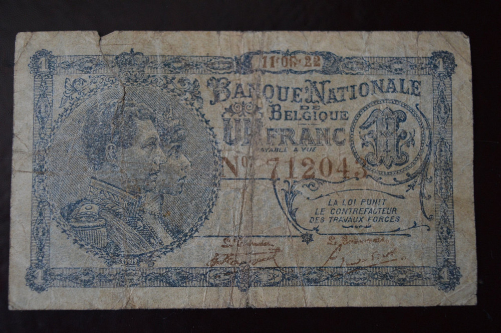 Бельгія 1 франк 1922год Полтава - фото 1